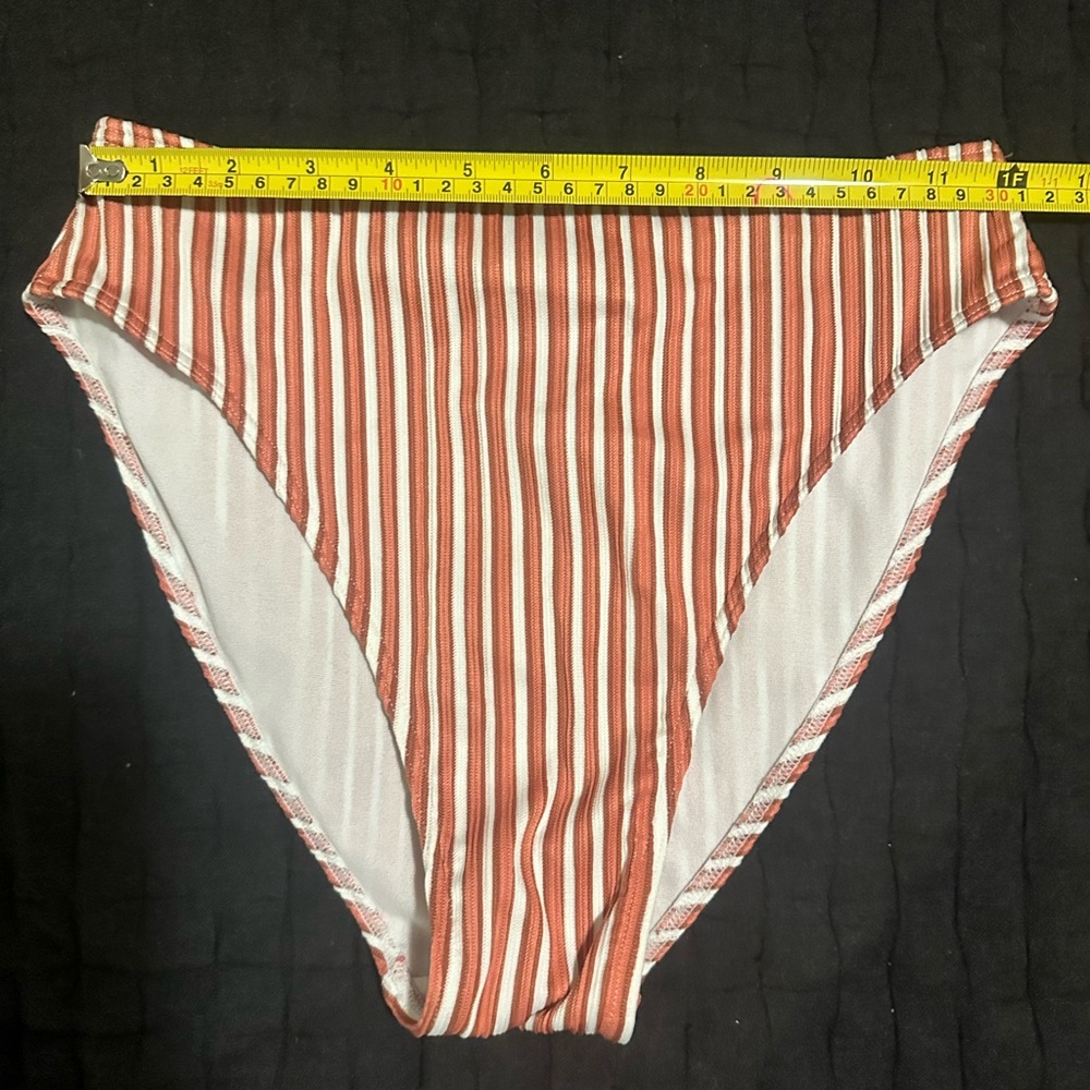 ROXY high leg bikini bottom pink brown stripe Med